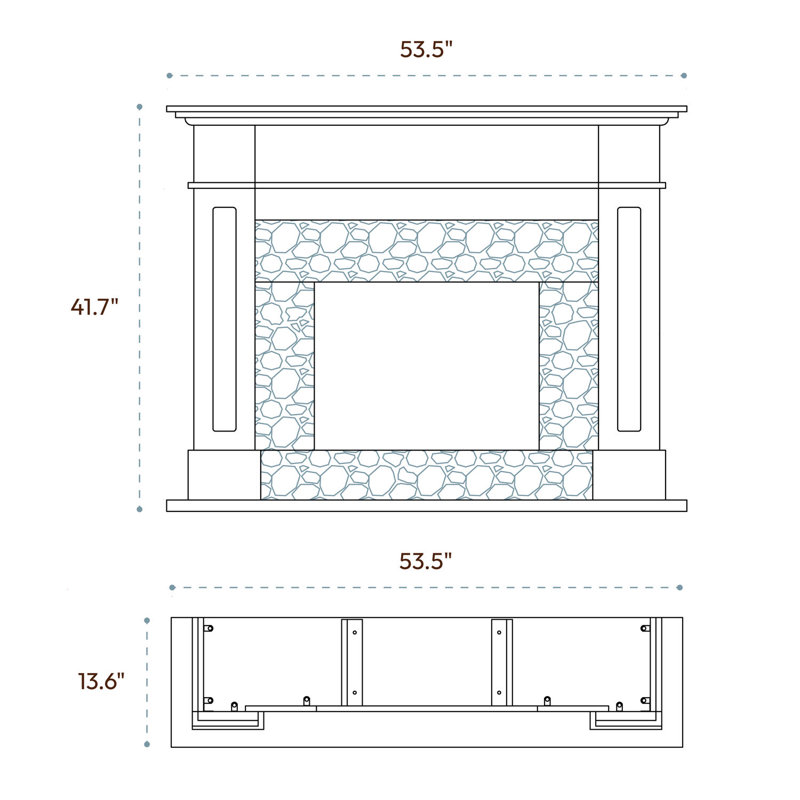 Cambridge Sofia 53-in. Electric Fireplace Mantel with Marble Inlay and Log Display, Black