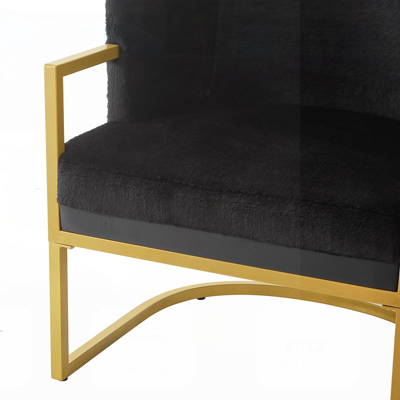 Chaise d'appoint rembourrée Ophelis, Noir