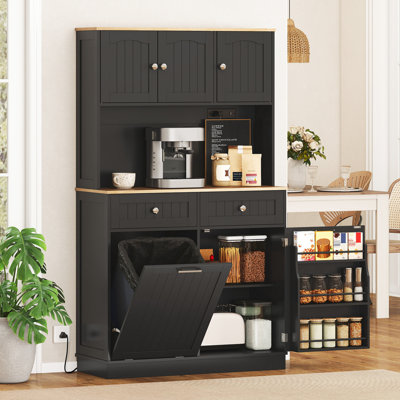 68 po, armoire de cuisine avec station de charge, noir