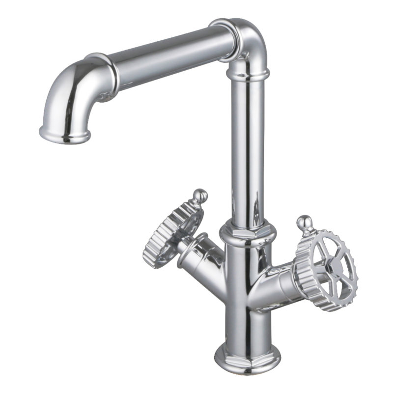 Kingston Brass Fuller Two-Handle 1-Hole Kitchen Faucet, Polished Chrome