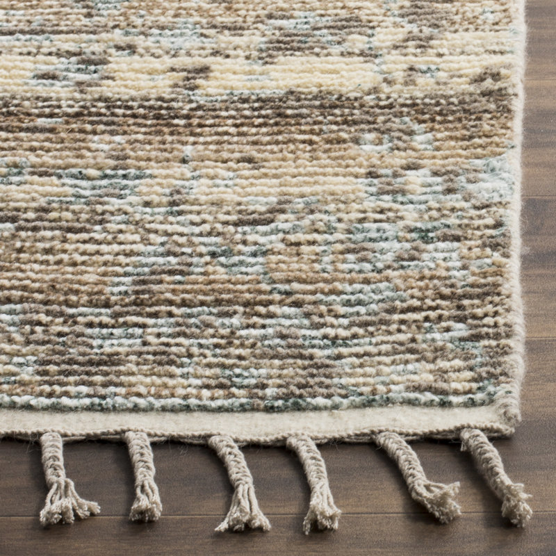 Tapis beige en laine / coton noué à la main Amario, Rectangle 9 pi x 12 pi