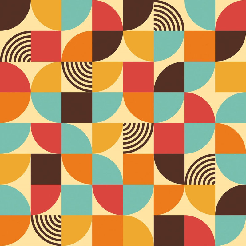 Geometric Retro 96" L X 24" W Peel And Stick Wallpaper N015002