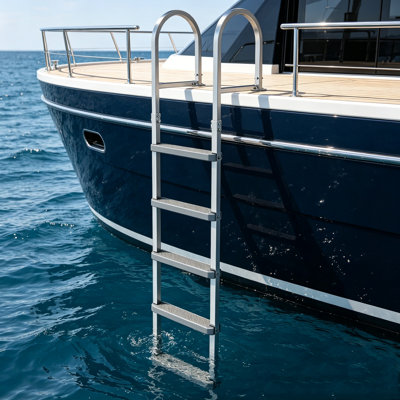 500 Lbs 3/4/5-Step Aluminum Dock Ladder, Quick Removable Non-Slip Wide PP Steps Compact Ladder for Dock, Pool, Lake & Boat