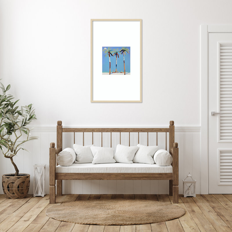 «Three Palm Trees» par Elena Avanesova, reproduction d'art encadrée sur bois, 41x25, Svelte naturel