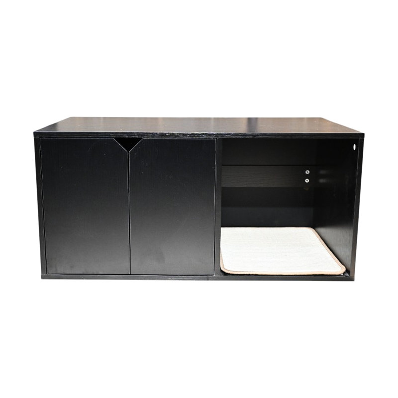 Enceinte de litière pour chat 35,43 ", maison noire avec bloc-notes, 20,16" x 16,76 ", 52 livres, structure stable et robuste pour l'enclos, large, 16,76" de haut, valeur esthétique
