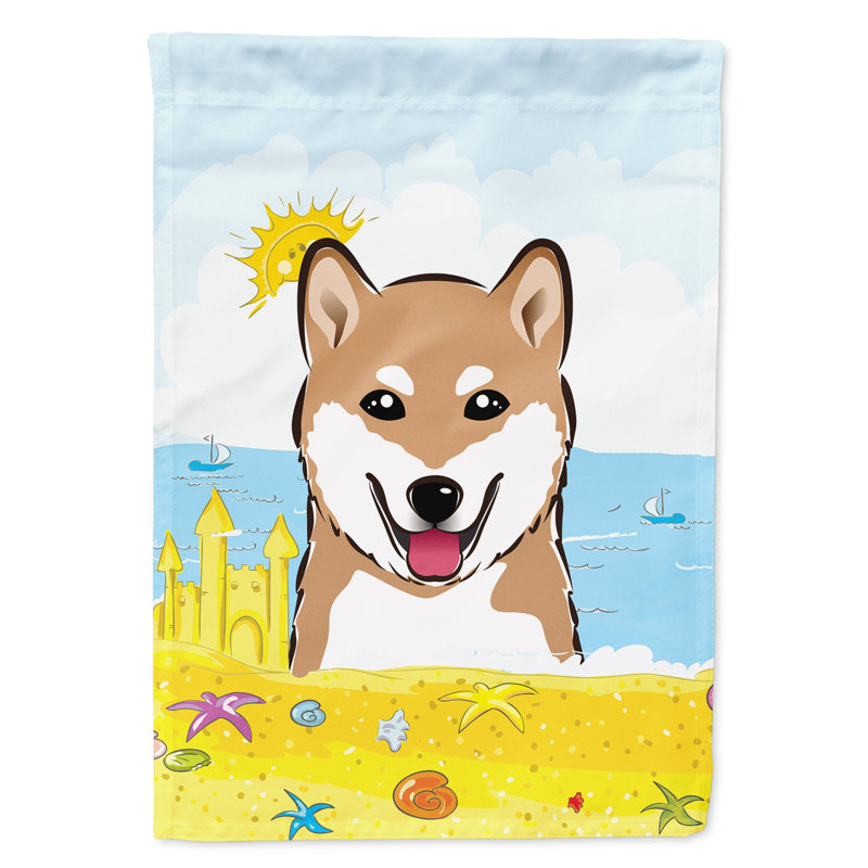Drapeau de jardin à 2 côtés summer beach, Shiba Inu