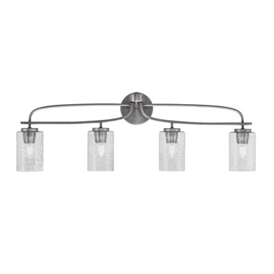 Barre d'éclairage de salle de bain 4 lumières Cavella avec verre de 4 po