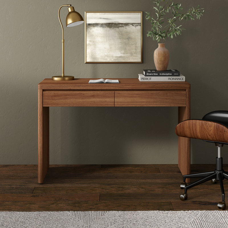 Bureau rectangulaire Ashcroft de 48 po de large en noyer satiné, Noyer satiné