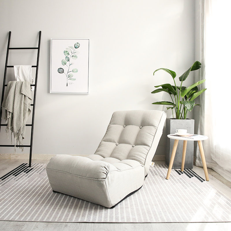 Balcony Chair - 4-Segment Adjustable Gray Metal Reclining For Living Room, Space Efficient Back