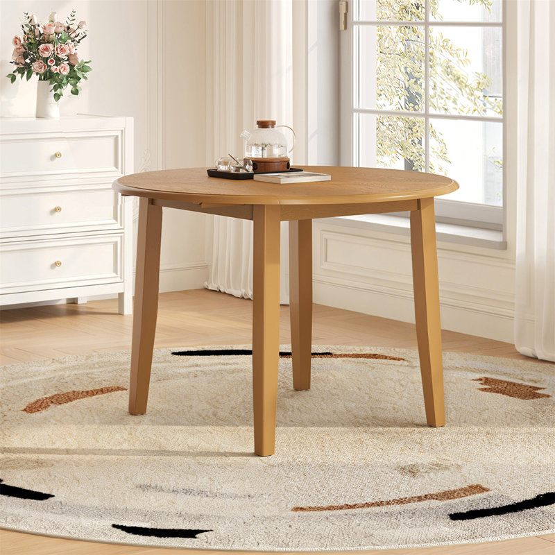 Table de salle à manger extensible ronde pour 2 à 4 personnes, table de salle à manger pliante en bois avec taille réglable, conception peu encombrante pour les petits appartements et les salles à manger
