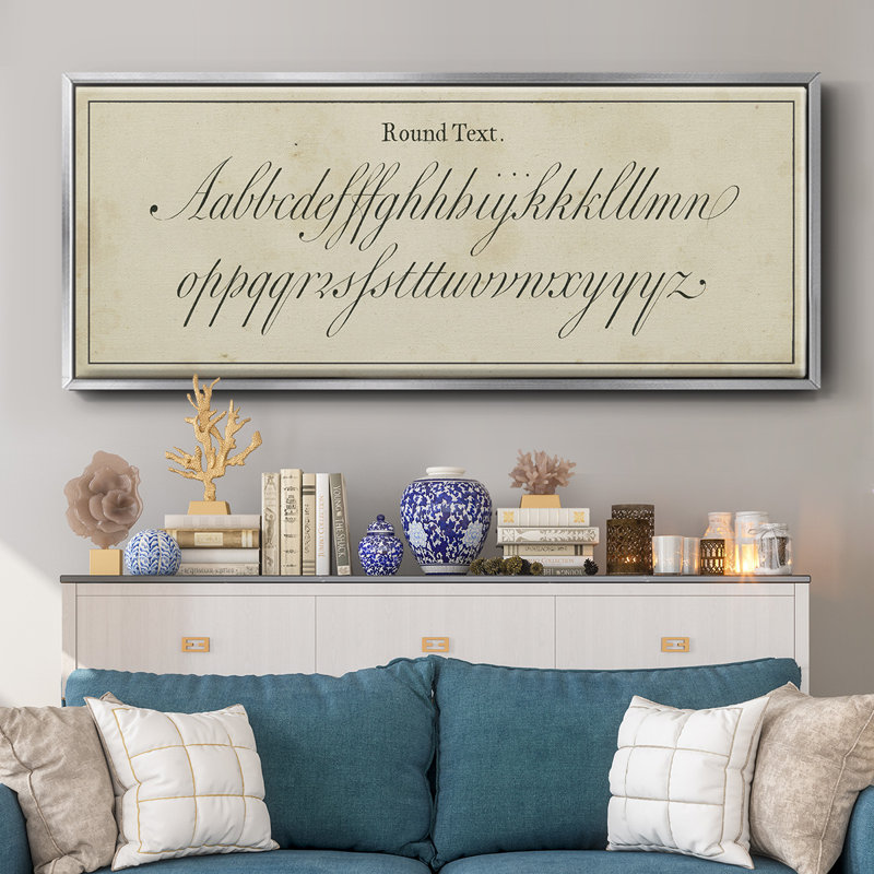 Manuscript Sampler II- Framed Canvas, 12" H x 30" W