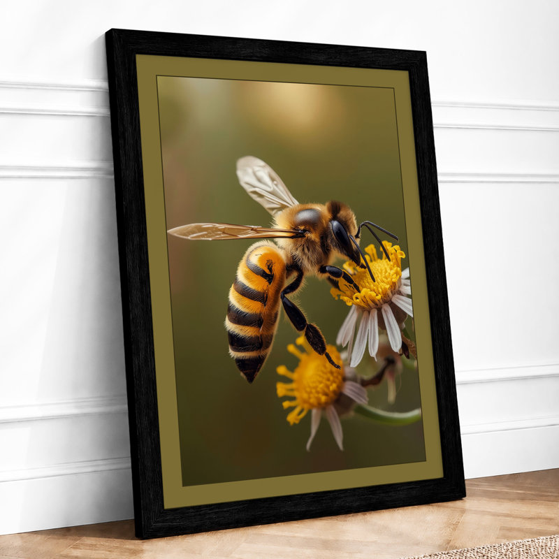 Bee On Bloom Botanical - Print, Black, A4 - 29.7 x 21.0 cm