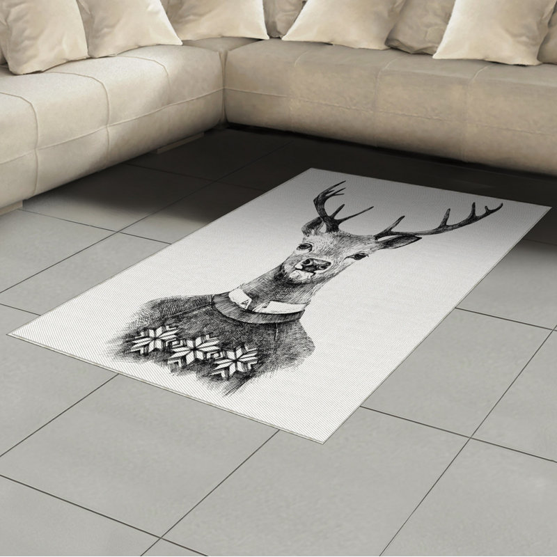 Tapis gris zone éléphants, Rectangle 2 pi 7 po x 5 pi