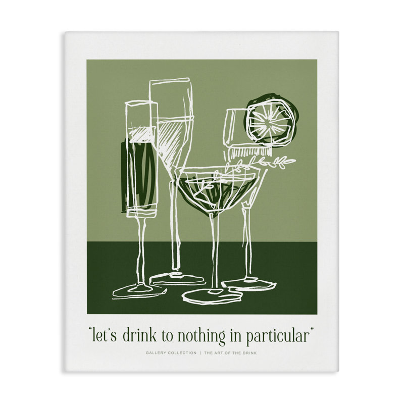 Toile «Green Drink Toast», design par Lettré et doublé, H 20 po x l 16 po