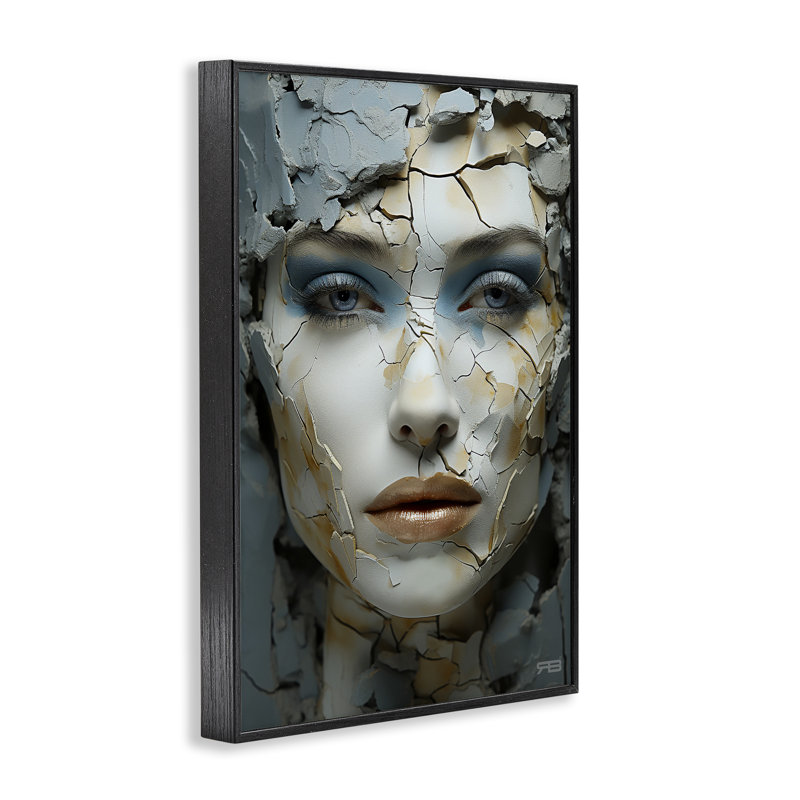 «Cracked Face Abstraction», estampe numérique encadrée par Roozbeh Bahramali, Giclée encadrée noir minuit, H 24 po x l 16 po