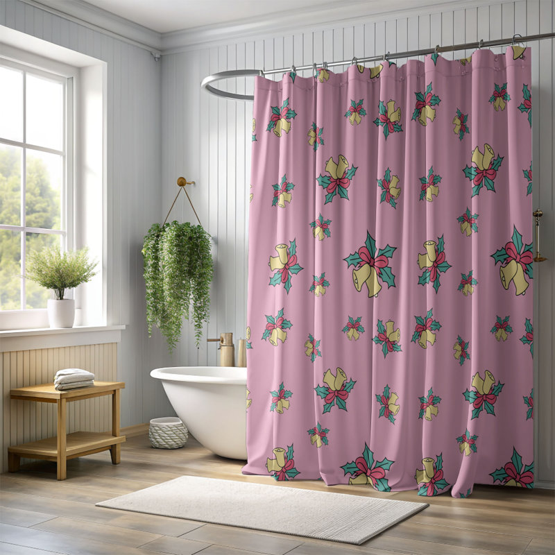 Rideau de douche 1 pièce Rosy Cheer, H 74 po x l 71 po