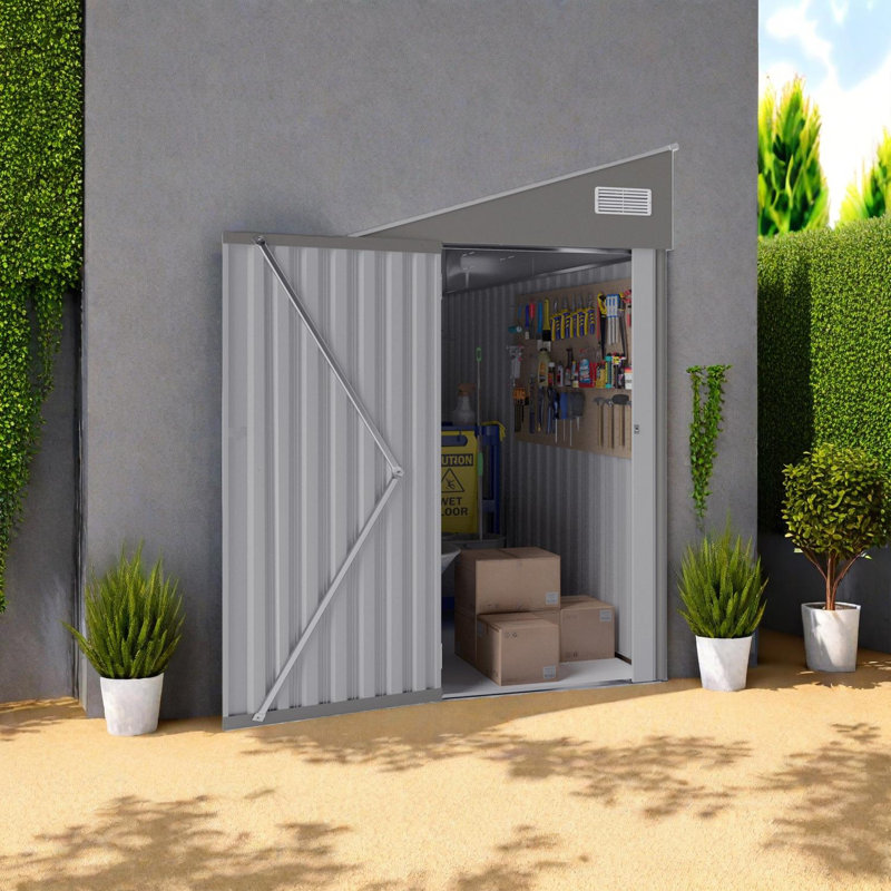 Remise de rangement bicolore optionnelle avec porte à charnière simple et film protecteur, Gris