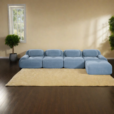 Versatile Corduroy L-shaped Sofas, Anti-slip Modern Design For Living Room