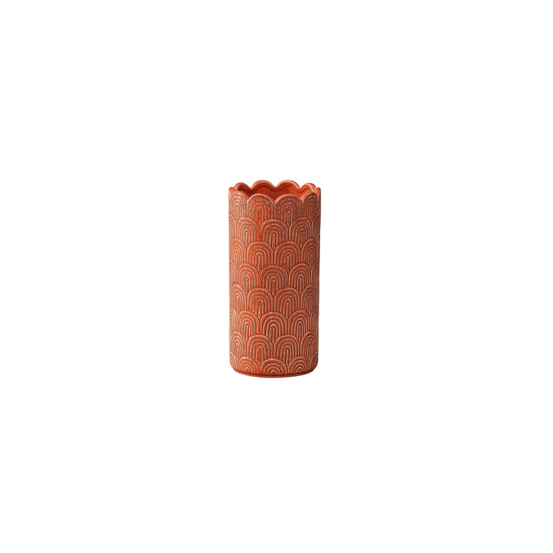 Ceramic Vase Gloss Finish, 8" H x 4" W x 4" D, Salmon