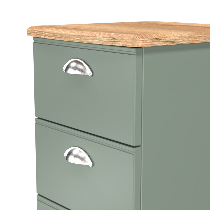 Conners 40cm W Manufactured Wood Bedside Table, Reed Green/Riviera Oak