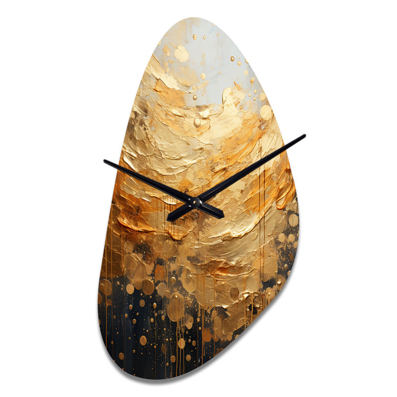 Horloge murale dorée dorée dorée Golden Gleam II - Collages abstraits, Moyenne