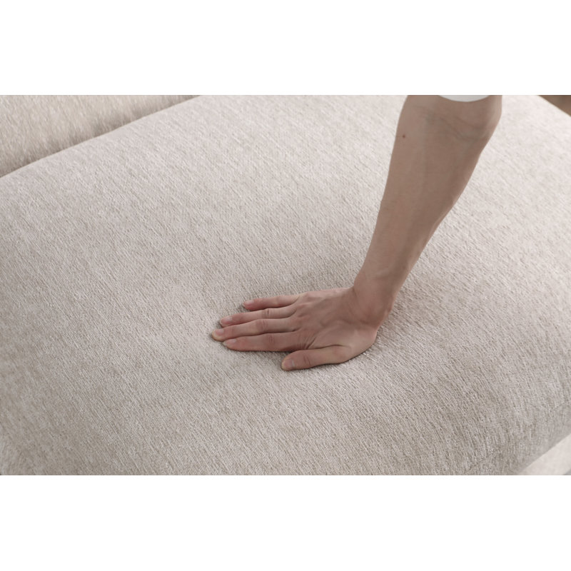 Canapé modulaire à méridienne rembourré Mauralia, Chenille beige