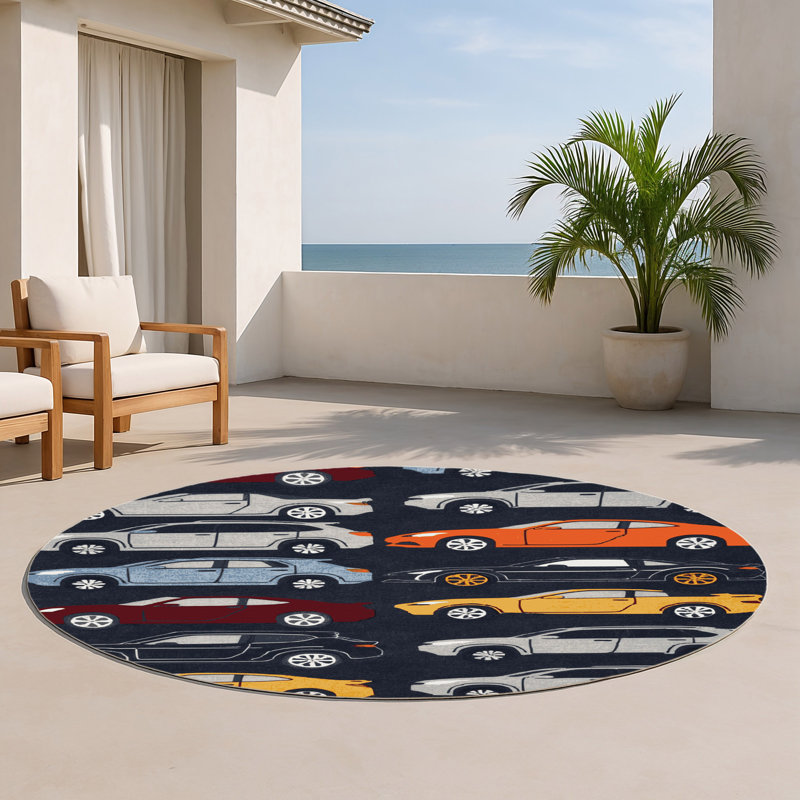 Tapis intérieur et extérieur mauve Transport, Rond 5 pi