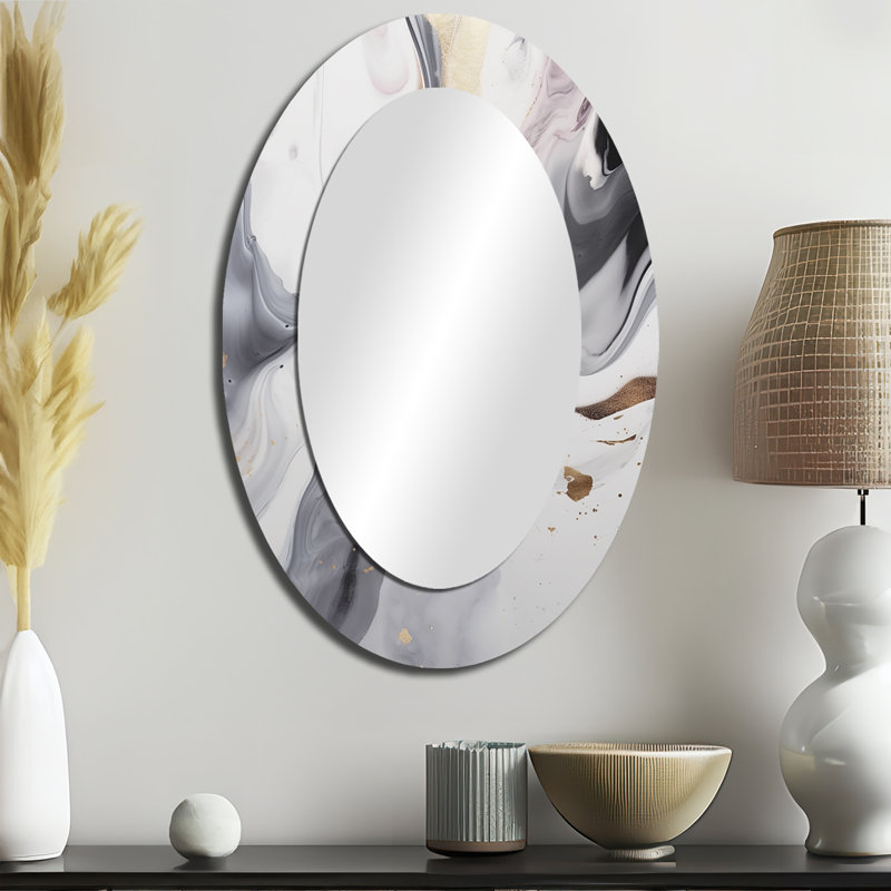 Miroir mural blanc et gris Ripples Of Stone I, 36 po x 24 po