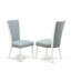 Ensemble de salle à manger 9 pièces comprenant une table rectangulaire à pattes en X et 8 chaises Parson rembourrées en lin bleu ciel et blanc.-1930134188-1930134199