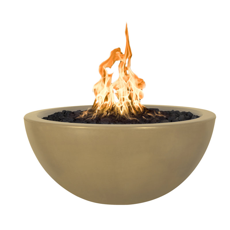 Luna Concrete Fire Pit, 17" H x 38" W x 38" D, Brown, Propane