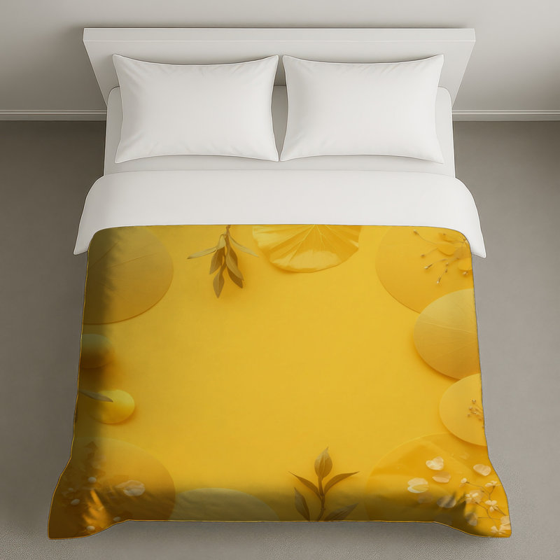 Housses de couette à arrangement floral jaune, Twin