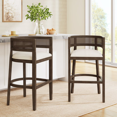 Oech Rubberwood Upholstered Bar Stools