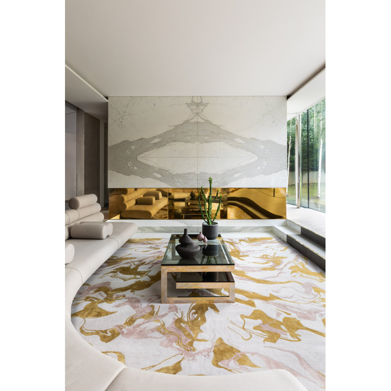 Echo Gold Round Area Rug, Rectangle 10' x 14'