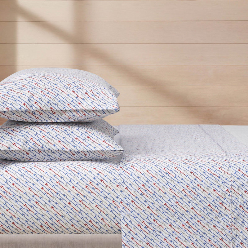 Champion Printed Microfiber Sheet Set, Champion Diagonal-Multicolor, King