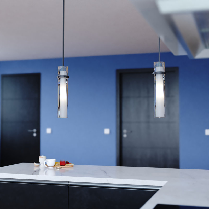 Luminaire suspendu cylindrique à 1 lumière Amada, Matte Black, H 23,5 po x l 4,5 po x P 4,5 po