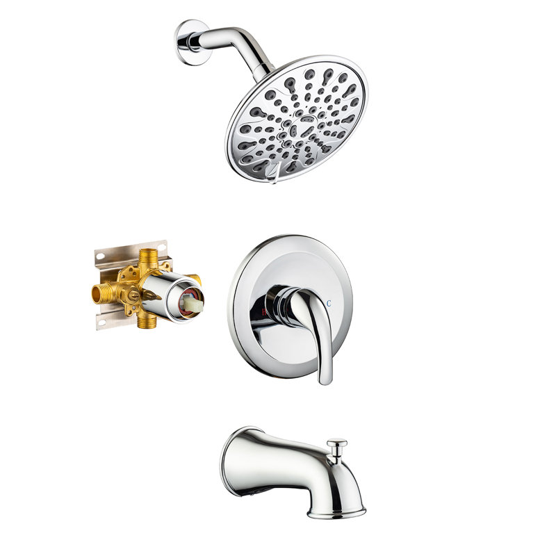 Diverter Tub & Shower Faucet with Rough in-Valve, Chrome