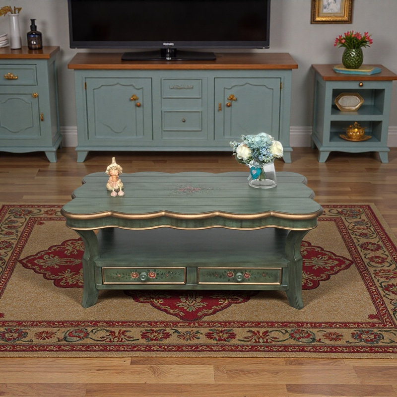 American Retro Style Coffee Table, Dark Green, Dark Green