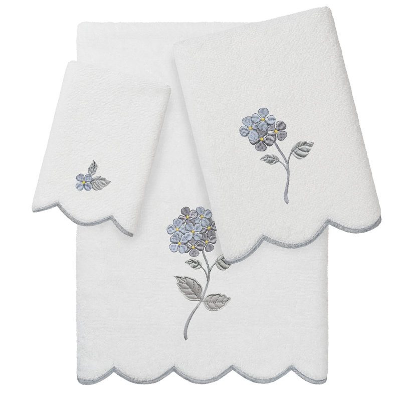  Ensemble de serviettes 100% coton 100% turc HYDEA, Ensemble de 3 serviettes de bain, serviettes à do, Blanc / Gris