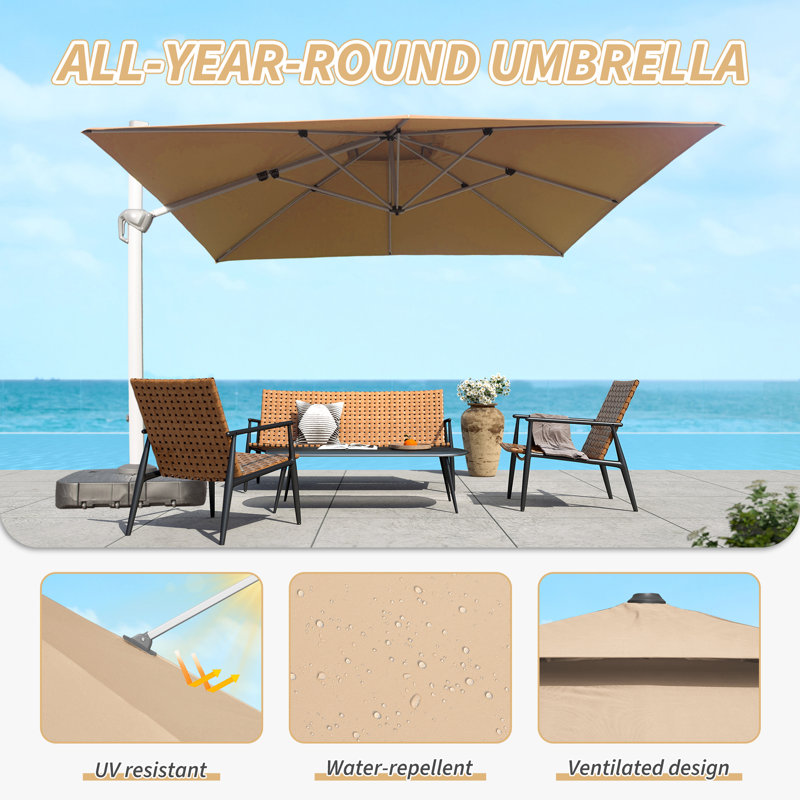Parasol en porte-à-faux 114,57 po, Beige