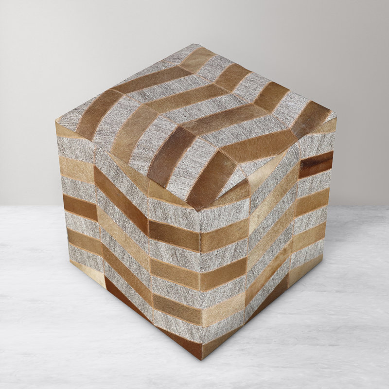 Zeppelin Upholstered Pouf, Gray/Rust