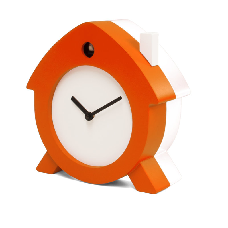 Analogue Quartz Movement / Crystal Tabletop Clock, Orange and White