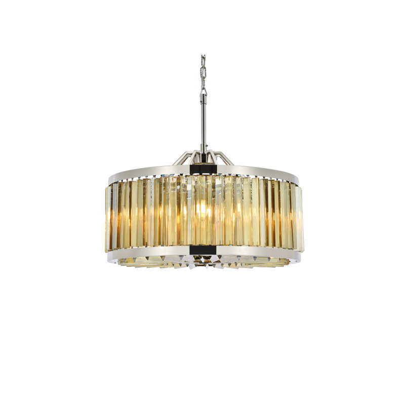 Dorinda 8 - Light Drum Chandelier, Golden Teak (Smoky), Polished Nickel