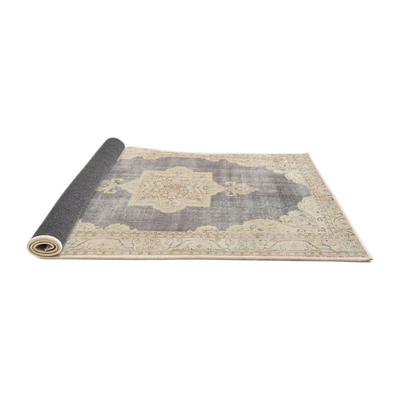 Tapis traditionnel crème / gris, Rond 3 pi
