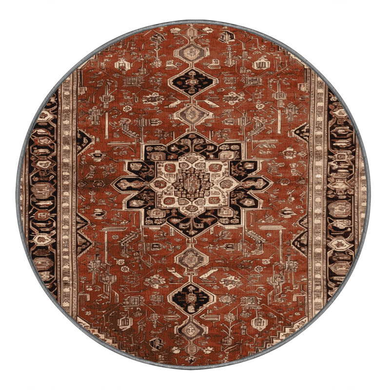 Tapis brun lavable à la machine, Rond 7 pi