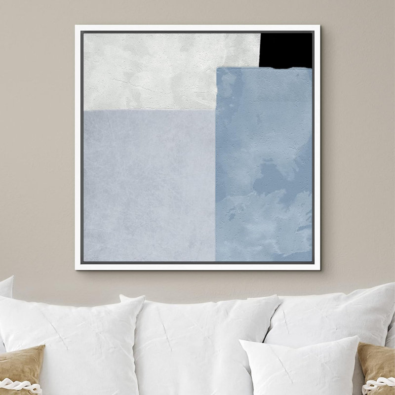 Bleu bébé encadré sur toile, Toile blanche, H 16 po x l 16 po