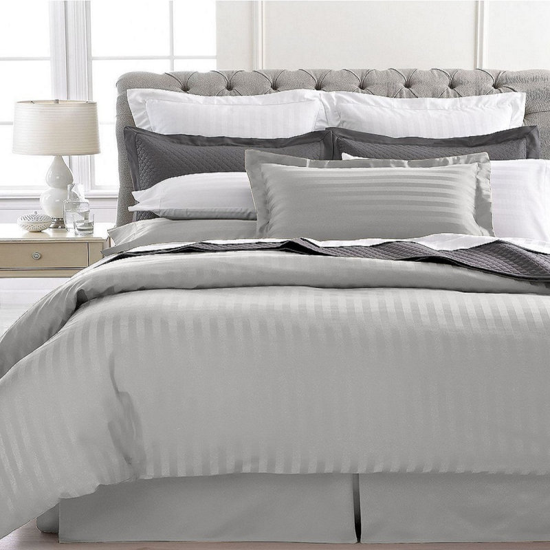 Modern & Contemporary Striped Duvet Cover, Silver, Twin XL Duvet Cover + 1 Standard Pillowcase