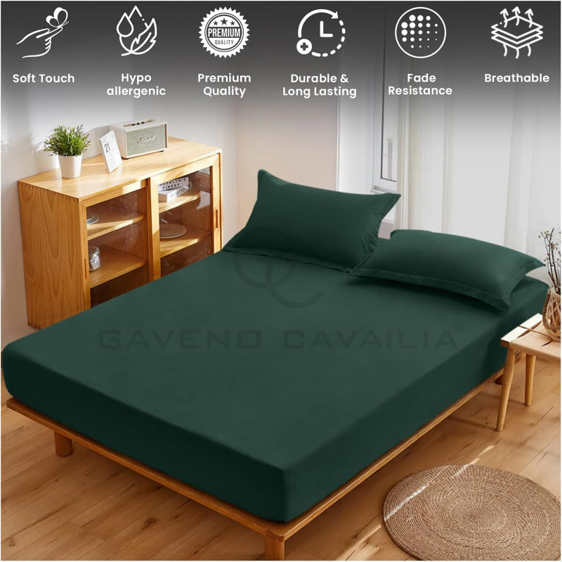 Diamond Cotton Blend Fitted Sheet, Single, Dark Green