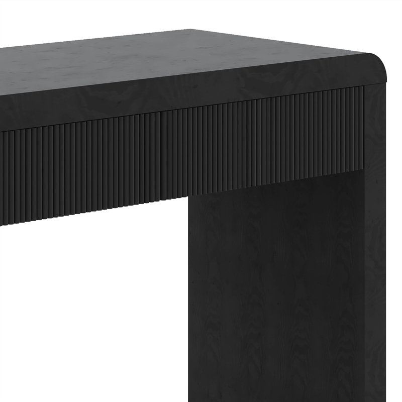 Console rustique avec façade de tiroir cannelée, table d'entrée, Noir