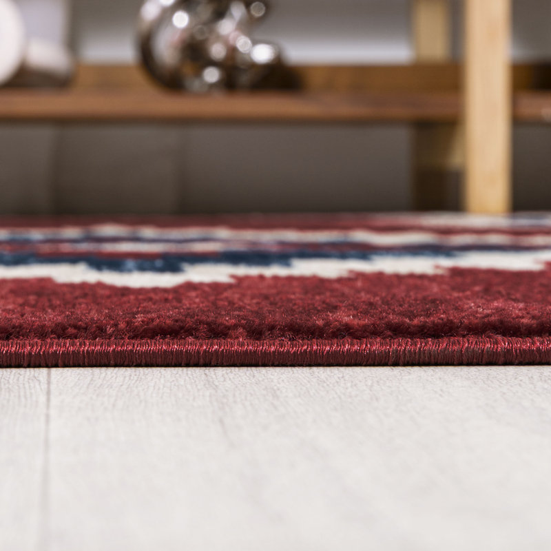 Herdis Medallion Southwestern Red/Navy/Cream Rug, Rectangle 4' x 6'