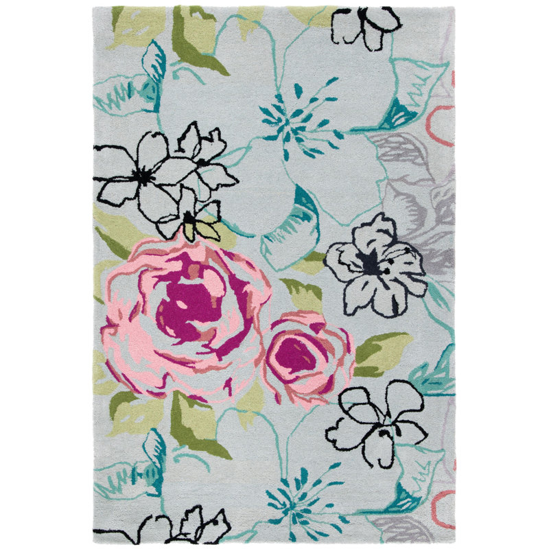 Matthews Hand Tufted Wool Floral Rug, Rectangle 2'6" x 4'